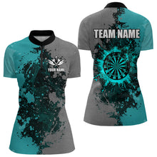 Load image into Gallery viewer, Personalized Darts Paint Turquoise And Grey Dart Shirts For Women Custom Grunge Dart Team Jerseys TDM3179