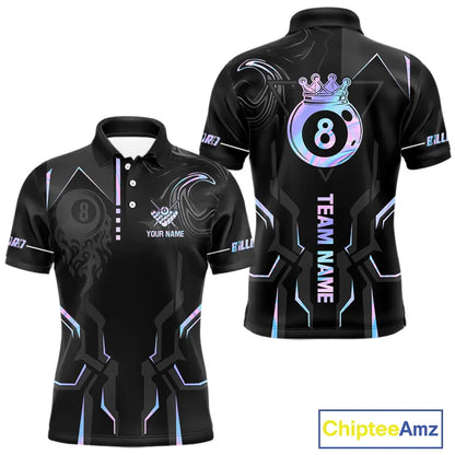 Customized 8 Ball Pool Crown Men's Billiard Shirts, Holographic Billiard Team Shirts, Pool Jerseys TDM5400