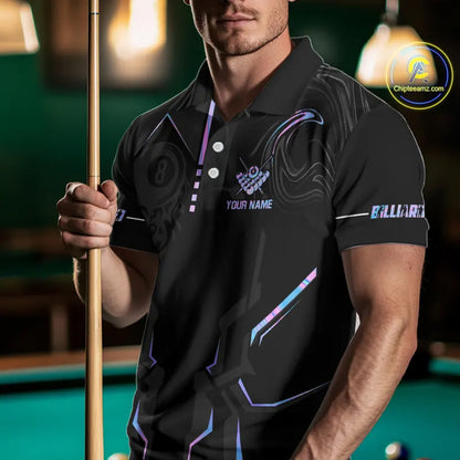 Customized 8 Ball Pool Crown Men's Billiard Shirts, Holographic Billiard Team Shirts, Pool Jerseys TDM5400