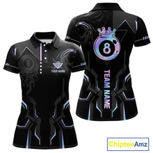 Load image into Gallery viewer, Customized 8 Ball Pool Crown Women's Billiard Shirts, Holographic Billiard Team Shirts, Pool Jerseys TDM5400