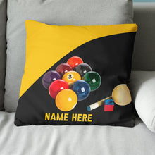 Load image into Gallery viewer, Custom Yellow Black Billiard Balls Pillow, Personalized Billiard Pillows TDM0883