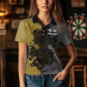 Personalized Darts Paint Yellow And Grey Dart Shirts For Women Custom Grunge Dart Team Jerseys TDM3397