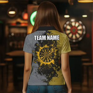 Personalized Darts Paint Yellow And Grey Dart Shirts For Women Custom Grunge Dart Team Jerseys TDM3397