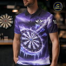 Load image into Gallery viewer, Personalized Purple Dartboard Icy Darts Shirt For Men Custom Darts Jersey Team Polo &amp; 1/4 Zip TDM5681
