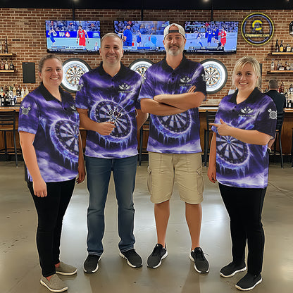 Personalized Purple Dartboard Icy Darts Shirt For Men Custom Darts Jersey Team Polo & 1/4 Zip TDM5681