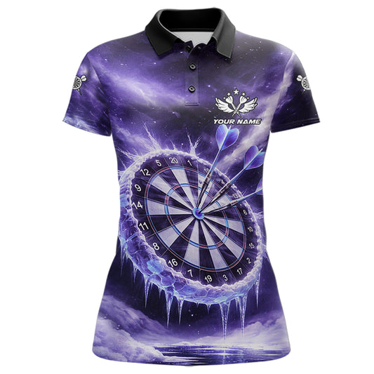 Personalized Purple Dartboard Icy Darts Shirt For Women Custom Darts Jersey Team Polo & 1/4 Zip TDM5681