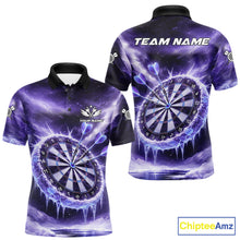 Load image into Gallery viewer, Personalized Purple Dartboard Icy Darts Shirt For Men Custom Darts Jersey Team Polo &amp; 1/4 Zip TDM5681
