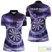 Load image into Gallery viewer, Personalized Purple Dartboard Icy Darts Shirt For Women Custom Darts Jersey Team Polo &amp; 1/4 Zip TDM5681