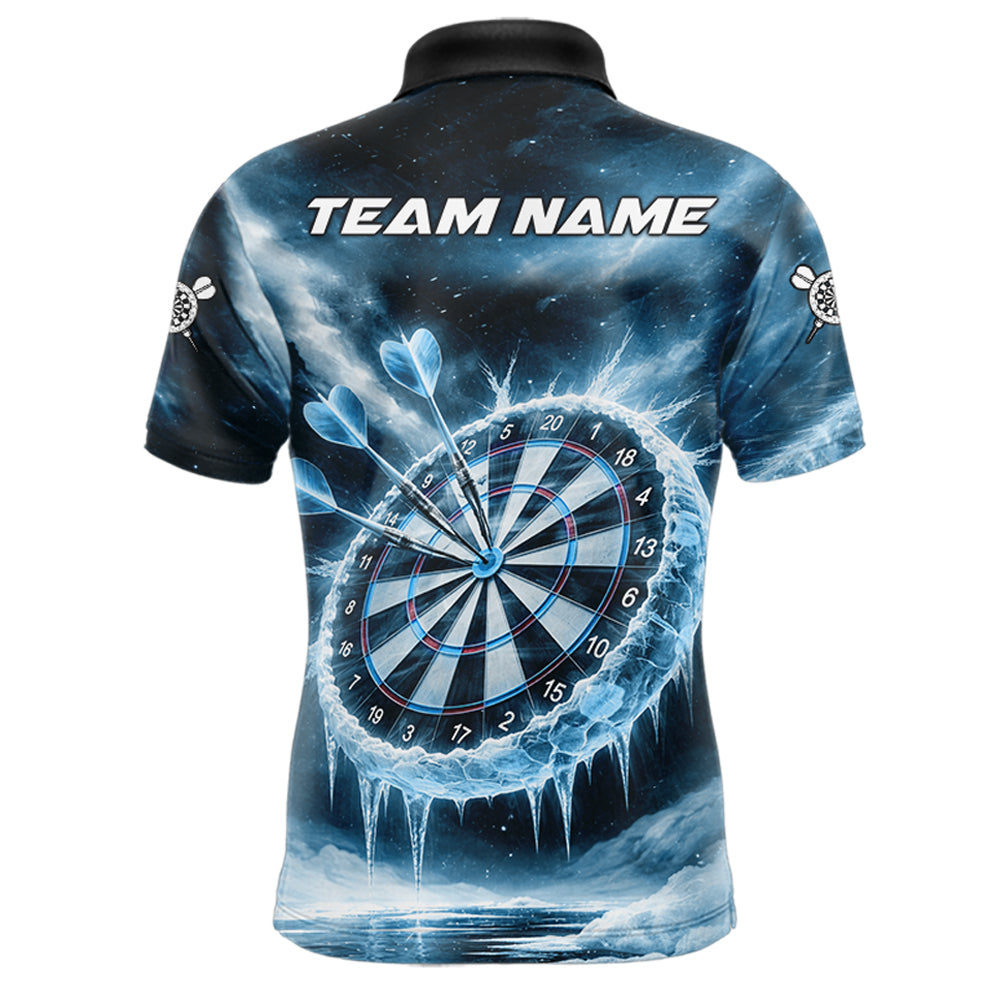 Personalized Blue Dartboard Icy Darts Shirt For Men Custom Darts Jersey Team Polo & 1/4 Zip TDM5682