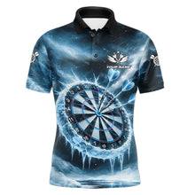 Load image into Gallery viewer, Personalized Blue Dartboard Icy Darts Shirt For Men Custom Darts Jersey Team Polo &amp; 1/4 Zip TDM5682