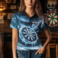 Load image into Gallery viewer, Personalized Blue Dartboard Icy Darts Shirt For Women Custom Darts Jersey Team Polo &amp; 1/4 Zip TDM5682