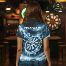 Load image into Gallery viewer, Personalized Blue Dartboard Icy Darts Shirt For Women Custom Darts Jersey Team Polo &amp; 1/4 Zip TDM5682