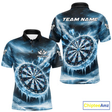 Load image into Gallery viewer, Personalized Blue Dartboard Icy Darts Shirt For Men Custom Darts Jersey Team Polo &amp; 1/4 Zip TDM5682