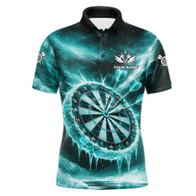 Load image into Gallery viewer, Personalized Turquoise Dartboard Icy Darts Shirt For Men Custom Darts Jersey Team Polo &amp; 1/4 Zip TDM5683