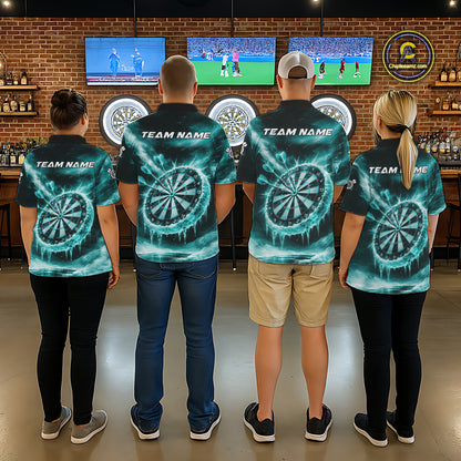 Personalized Turquoise Dartboard Icy Darts Shirt For Women Custom Darts Jersey Team Polo & 1/4 Zip TDM5683