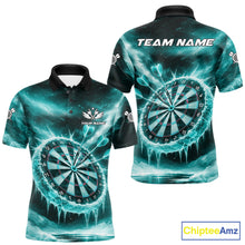 Load image into Gallery viewer, Personalized Turquoise Dartboard Icy Darts Shirt For Men Custom Darts Jersey Team Polo &amp; 1/4 Zip TDM5683