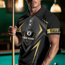 Load image into Gallery viewer, Customized 8 Ball Pool Crown Men Billiard Shirts, Gold And Black Billiard Team Shirts Pool Jerseys TDM3689