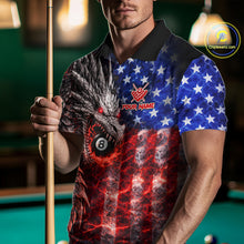 Load image into Gallery viewer, American Flag Dragon 8 Ball Billiard Shirt For Men Custom Lightning Pool Team Jersey Polo, 1/4 Zip TDM6034