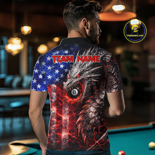 Load image into Gallery viewer, American Flag Dragon 8 Ball Billiard Shirt For Men Custom Lightning Pool Team Jersey Polo, 1/4 Zip TDM6034