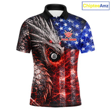 Load image into Gallery viewer, American Flag Dragon 8 Ball Billiard Shirt For Men Custom Lightning Pool Team Jersey Polo, 1/4 Zip TDM6034
