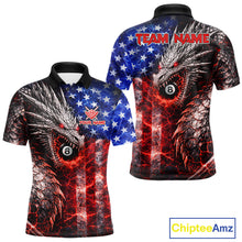 Load image into Gallery viewer, American Flag Dragon 8 Ball Billiard Shirt For Men Custom Lightning Pool Team Jersey Polo, 1/4 Zip TDM6034