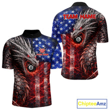 Load image into Gallery viewer, American Flag Dragon 8 Ball Billiard Shirt For Men Custom Lightning Pool Team Jersey Polo, 1/4 Zip TDM6034