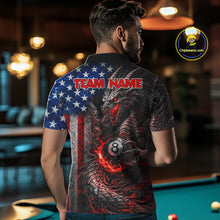 Load image into Gallery viewer, American Flag Dragon 8 Ball Fire Billiard Shirt For Men Custom Pool Team Jersey Polo, 1/4 Zip TDM6035