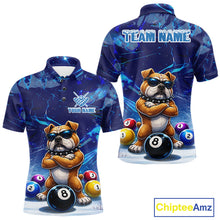 Load image into Gallery viewer, Funny Bulldog Pool Balls Billiard Shirt For Men Custom Billiard Team Jersey Polo &amp; 1/4 Zip |Blue TDM6041
