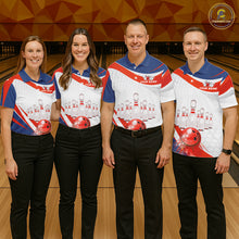 Load image into Gallery viewer, Personalized Bowling Polo &amp; 1/4 Zip For Women Custom Bowling Tournament Team Jersey TDM6296