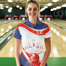 Load image into Gallery viewer, Personalized Bowling Polo &amp; 1/4 Zip For Women Custom Bowling Tournament Team Jersey TDM6296