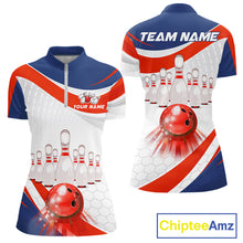 Load image into Gallery viewer, Personalized Bowling Polo &amp; 1/4 Zip For Women Custom Bowling Tournament Team Jersey TDM6296