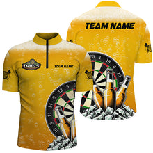 Load image into Gallery viewer, Personalized Yellow Darts And Beer Polo &amp; Quarter-Zip Shirts For Men Custom Drinking Darts Shirts TDM1982