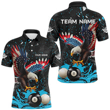 Load image into Gallery viewer, Custom Blue Grunge American Eagle Billiard Shirts For Men, Personalized Billiard Jerseys Apparel TDM1985
