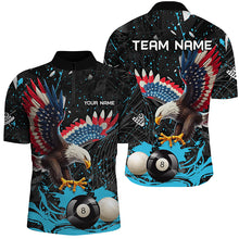 Load image into Gallery viewer, Custom Blue Grunge American Eagle Billiard Shirts For Men, Personalized Billiard Jerseys Apparel TDM1985