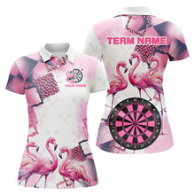 Load image into Gallery viewer, Pink Argyle Flamingo Custom Name Darts Shirts For Women, Darts Jerseys, Unique Darts Gift Apparel TDM2186