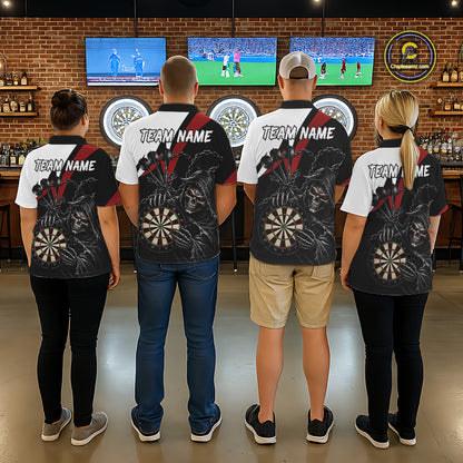 Personalized Grim Reaper Chain Darts Shirts For Men Custom Skull Darts League Team Jersey | Red TDM7183