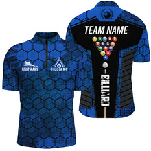 Load image into Gallery viewer, Blue Grunge Hexagon Billiard Shirts For Men Custom Pool Jerseys, Billiard Tournament Team Shirts TDM2707