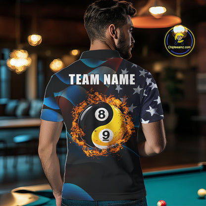 American Flag Yin-Yang Patriotic Billiard Jersey For Men Custom 8 Ball & 9 Ball Pool Team Shirts TDM7824
