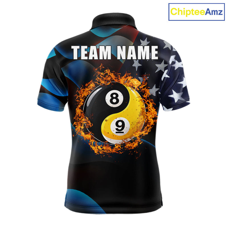 American Flag Yin-Yang Patriotic Billiard Jersey For Men Custom 8 Ball & 9 Ball Pool Team Shirts TDM7824