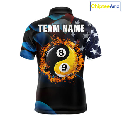 American Flag Yin-Yang Patriotic Billiard Jersey For Men Custom 8 Ball & 9 Ball Pool Team Shirts TDM7824