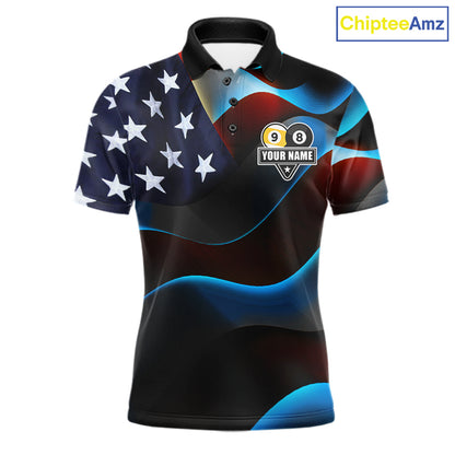 American Flag Yin-Yang Patriotic Billiard Jersey For Men Custom 8 Ball & 9 Ball Pool Team Shirts TDM7824