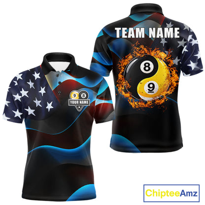 American Flag Yin-Yang Patriotic Billiard Jersey For Men Custom 8 Ball & 9 Ball Pool Team Shirts TDM7824