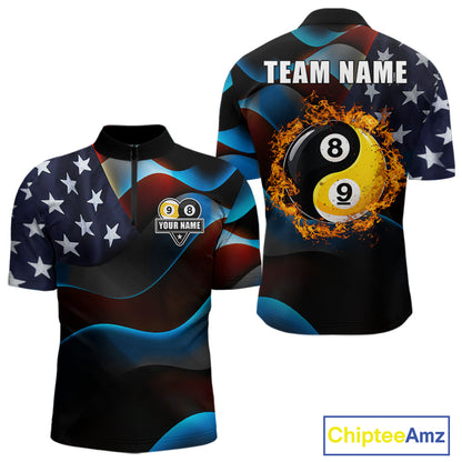 American Flag Yin-Yang Patriotic Billiard Jersey For Men Custom 8 Ball & 9 Ball Pool Team Shirts TDM7824