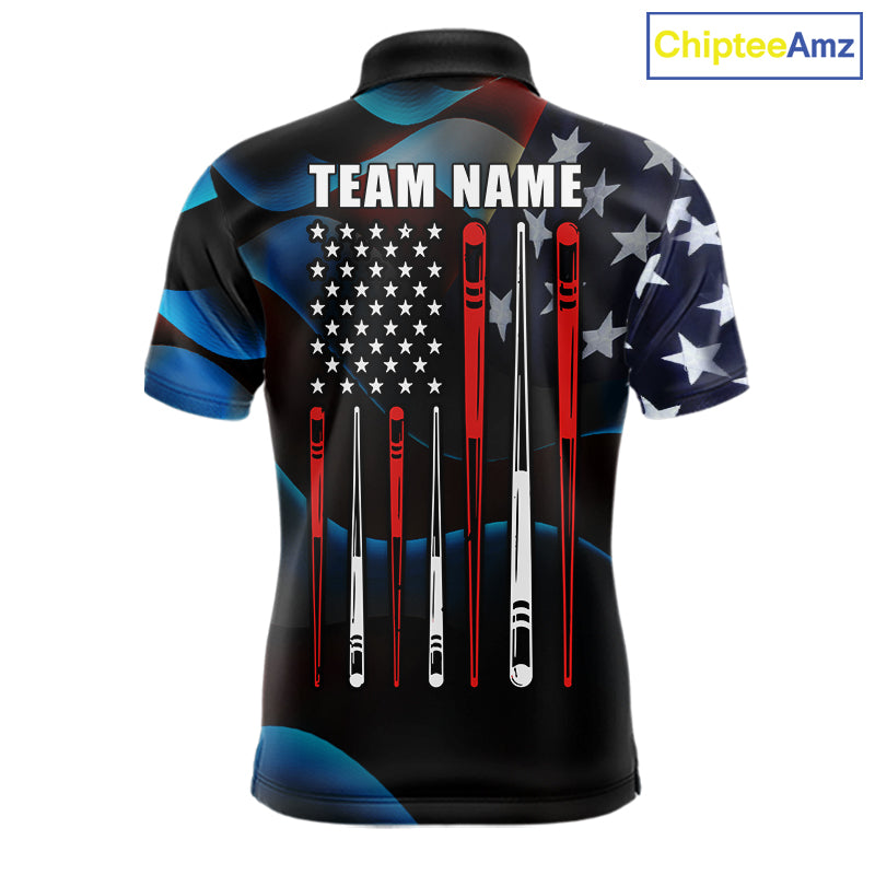 Personalized American Flag 8 Ball Pool Shirts For Men Custom Patriotic Billiard Team Jersey TDM7826