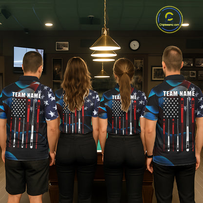 Personalized American Flag 8 Ball Pool Shirts For Women Custom Patriotic Billiard Team Jersey TDM7826