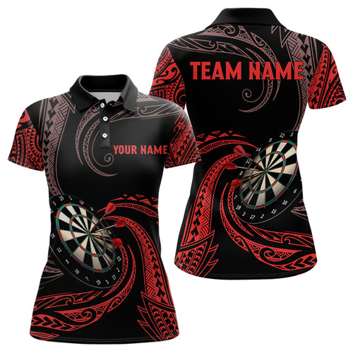 Personalized Red Roll Tribal Darts Polo & Quarter Zip Shirts Custom Women Darts Shirts Dart Jerseys TDM3185