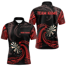 Load image into Gallery viewer, Personalized Red Tribal Darts Polo &amp; Quarter Zip Shirts Custom Men Darts Shirts Dart Jerseys TDM3185