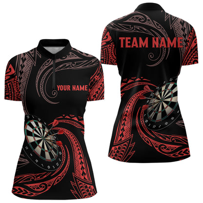 Personalized Red Tribal Darts Polo & Quarter Zip Shirts Custom Women Darts Shirts Dart Jerseys TDM3185