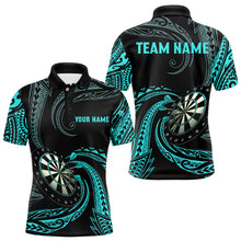 Load image into Gallery viewer, Turquoise Tribal Darts Polo &amp; Quarter Zip Shirts Custom Men Darts Shirts Dart Jerseys TDM3186