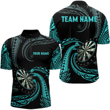 Load image into Gallery viewer, Turquoise Tribal Darts Polo &amp; Quarter Zip Shirts Custom Men Darts Shirts Dart Jerseys TDM3186